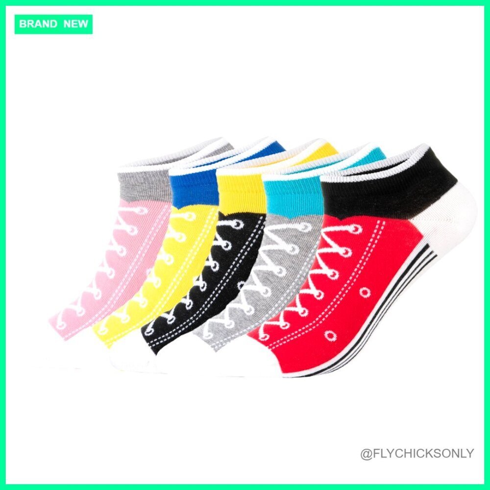 5 Pack Lightweight Cotton Ankle Socks Women's Size 6-10 Sneaker Pattern
